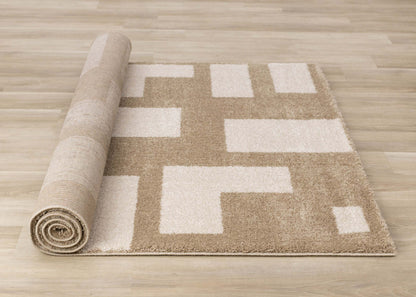 Tapis Hampton Cream Beige à formes géométriques - 5'3 x 7'7|Carpette Hampton crème et beige à motif géométrique - 5 pi 3 po x 7 pi 7 po