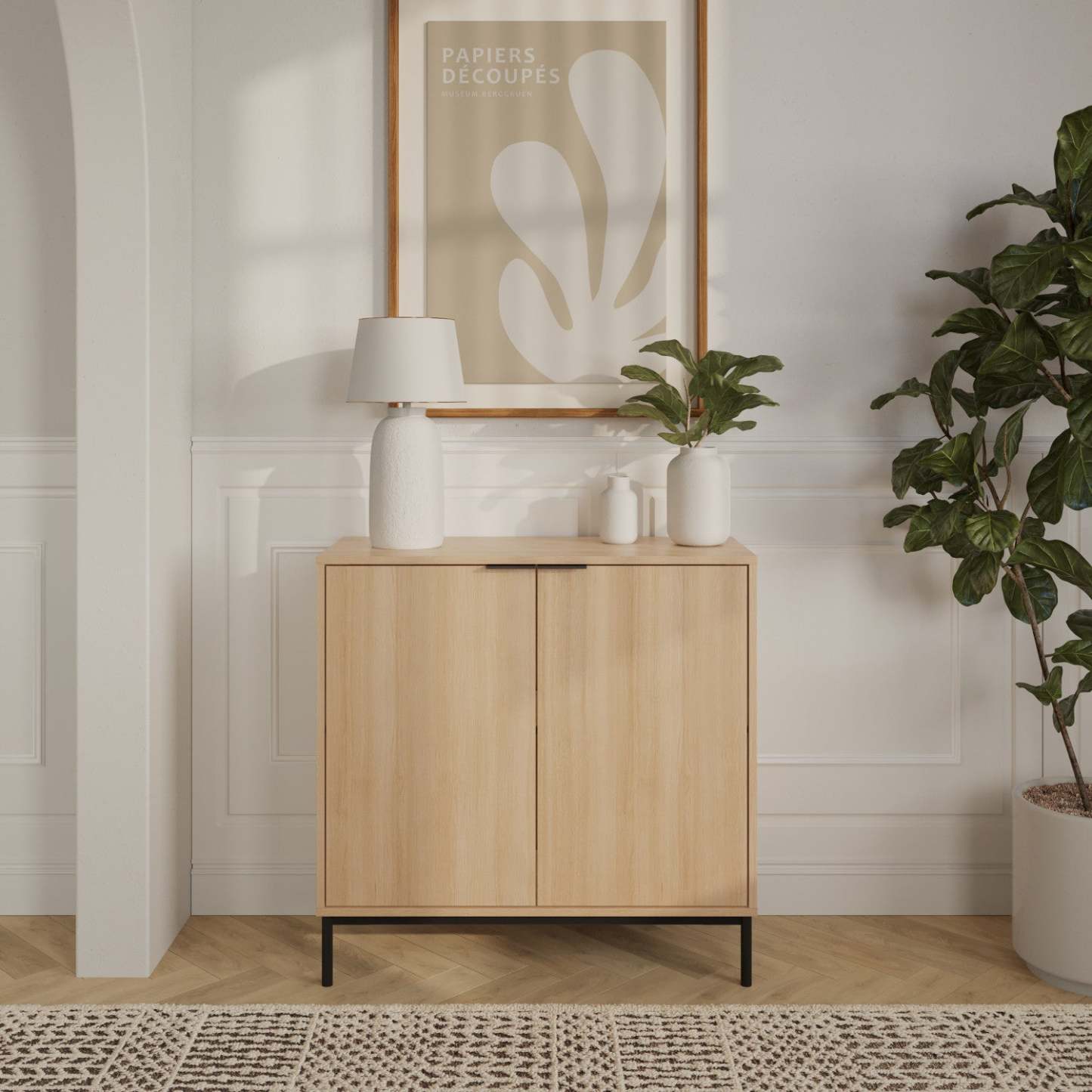 Armoire de rangement Nordika Slim à 2 portes - Chêne blond naturel | Armoire de rangement mince Nordika à 2 portes - chêne blond naturel