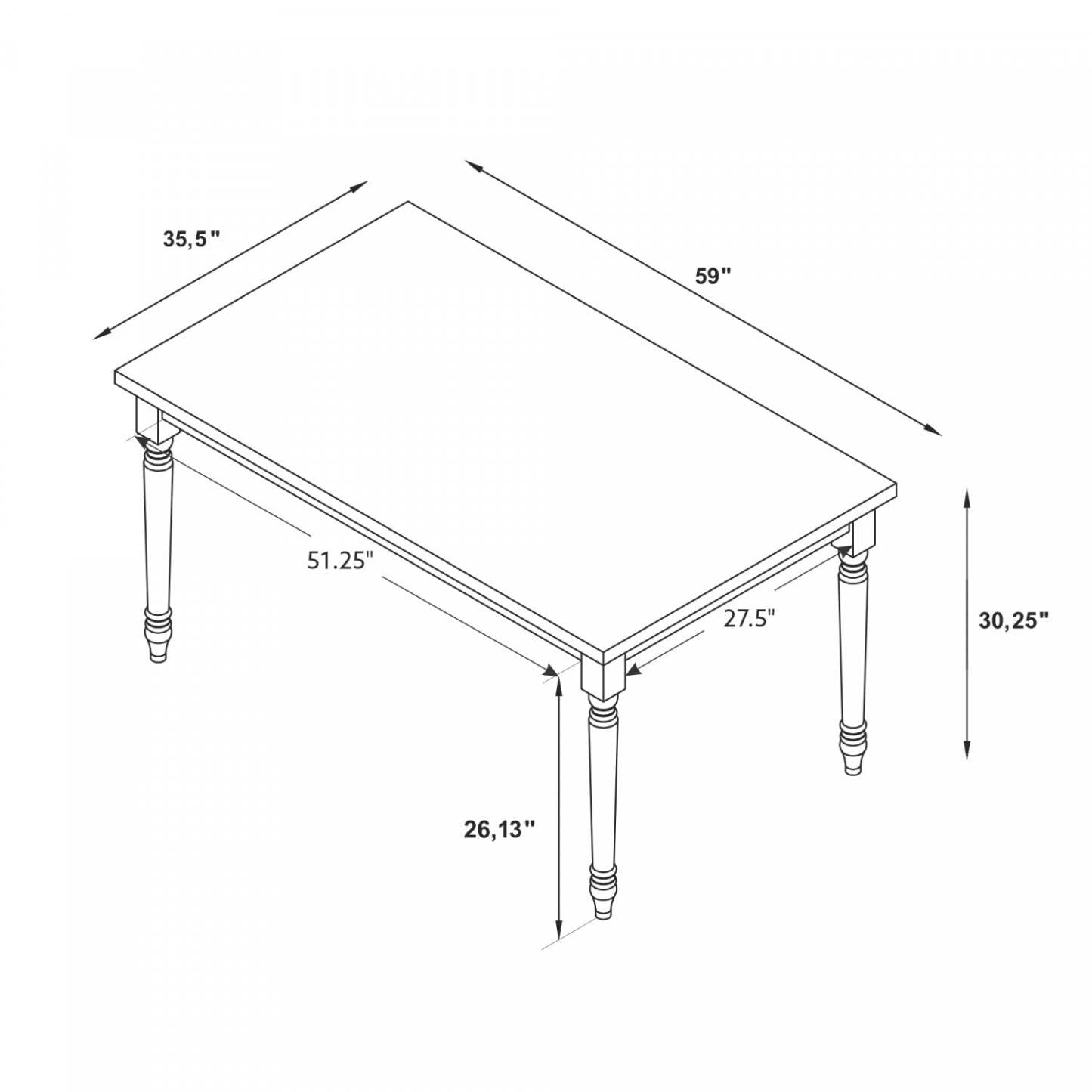 Willow Dining Table - Sarcelle|Table de salle à manger Willow - bleu sarcelle