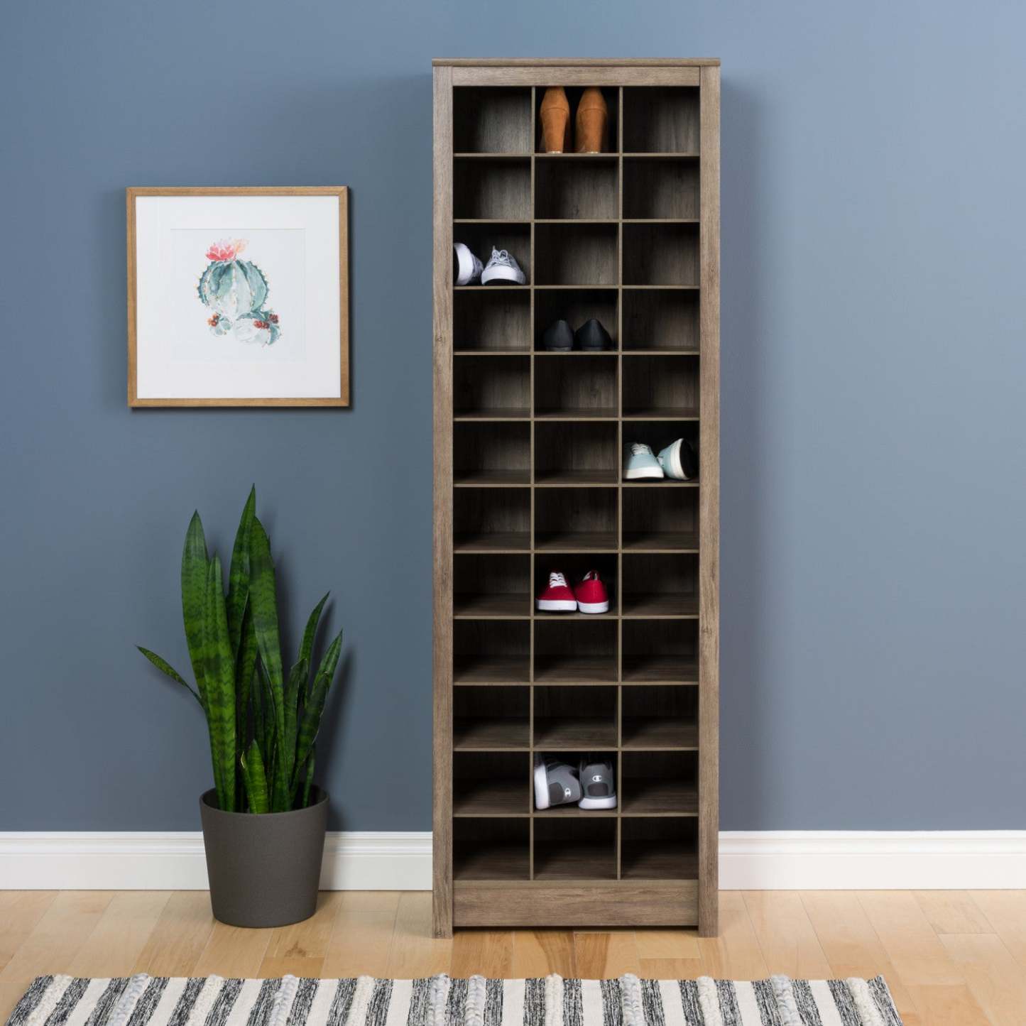Thirty-Six Pair Shoe Storage Rack - Drifted Grey|Support de rangement pour 36 paires de chaussures - gris délavé