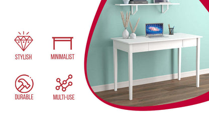 Bureau d'ordinateur 47" avec 1 tiroir - Blanc | Bureau d'ordinateur de 47 po avec 1 tiroir - blanc