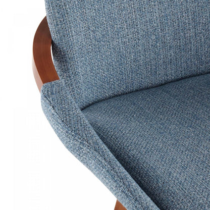 LumiSource Cosmo Fabric Mid-Century Counter-Height Stool - Walnut/Blue|Tabouret de style du milieu du 20e siècle Cosmo de hauteur comptoir en tissu - noyer et bleu