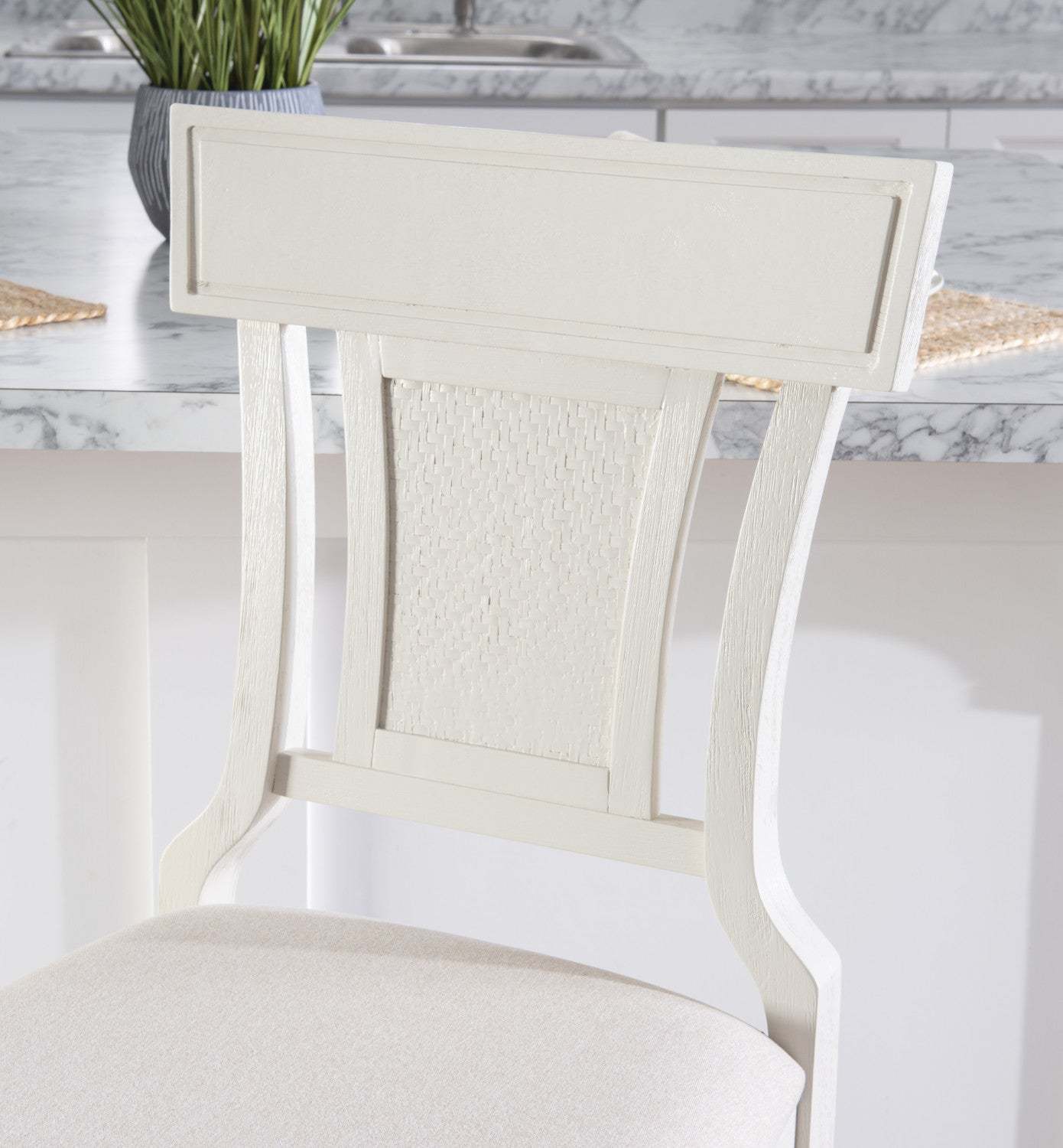 Tabouret Rylan de hauteur comptoir en tissu - blanc