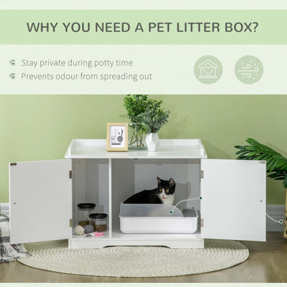 Pawhut Litière Cachée Enclos De Litière Meubles De Toilette Pour Chats Avec Rangement, Diviseur Réglable, Maison Pour Animaux Intérieure