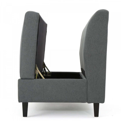 Haley Fabric Armless Loveseat With Hidden Storage And Wood Legs - Charcoal | Causeuse Sans Accoudoirs Haley En Tissu Avec Rangement Dissimulé Et Pattes En Bois - Charbon
