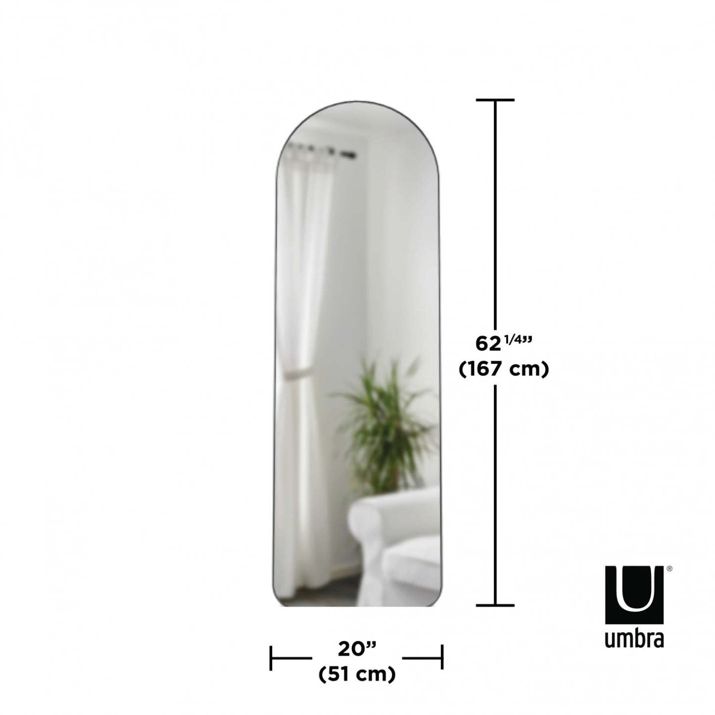 Miroir arqué Umbra Hubba Arched 20 x 62 - Métallique|Miroir arqué Hubba de Umbra de 20 po x 62 po - métallique