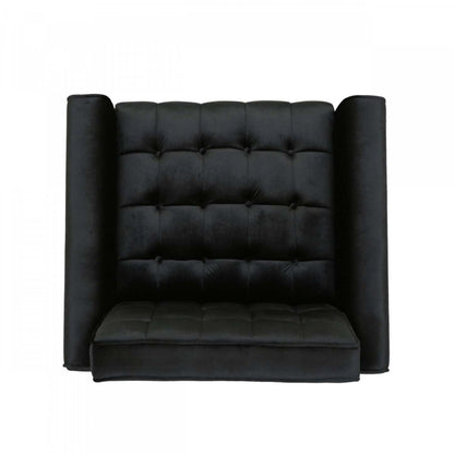 Fauteuil d'appoint moderne Lucas avec dossier capitonné, revêtement en polyester, fauteuil d'appoint noir | Lucas Fauteuil D'appoint Moderne Avec Dossier Capitonne, Revetement En Polyester, Noir