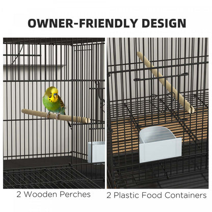 Pawhut 17,7 Cage A Oiseaux Pour Canaris, Pinsons, Cage A Perruches Avec Plateau Amovible, Panneau E