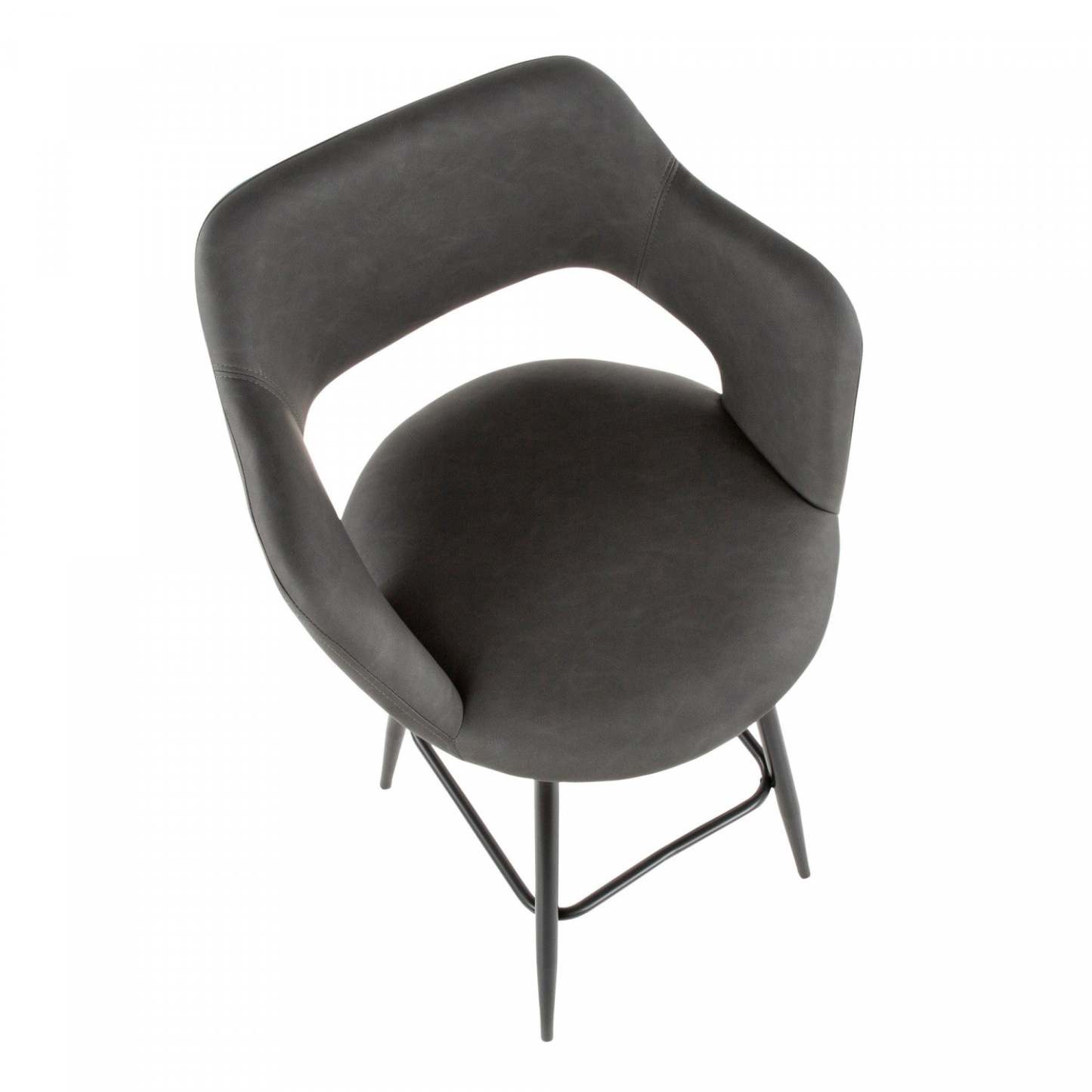 LumiSource Margarite Grey Faux Leather Contemporary Counter-Height Stool - Set of 2|Tabouret contemporain Margarite de hauteur comptoir en similicuir gris - ensemble de 2