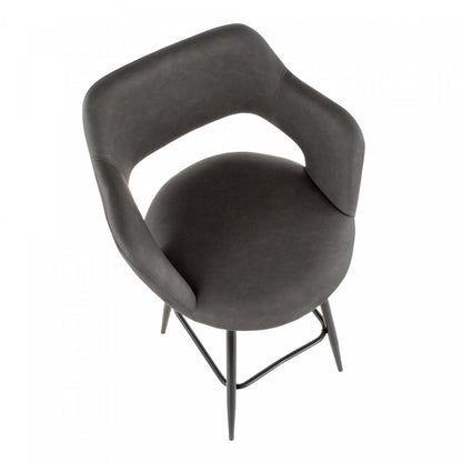 LumiSource Margarite Grey Faux Leather Contemporary Counter-Height Stool - Set of 2|Tabouret contemporain Margarite de hauteur comptoir en similicuir gris - ensemble de 2