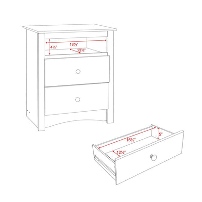 Monterey Tall 2-Drawer Nightstand - Blanc|Table de nuit haute Monterey à 2 tiroirs - blanche