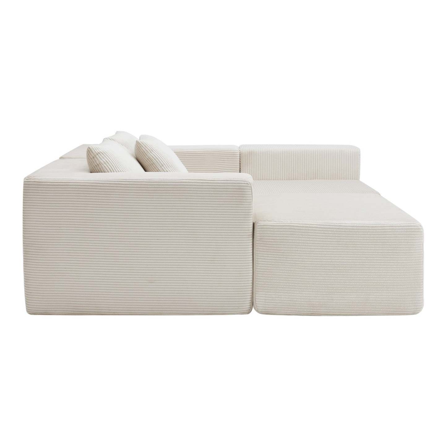 Canapés Modulaires Compressés Paula En Tissu Côtelé, Dossier À Coussins - Beige