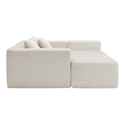 Canapés Modulaires Compressés Paula En Tissu Côtelé, Dossier À Coussins - Beige