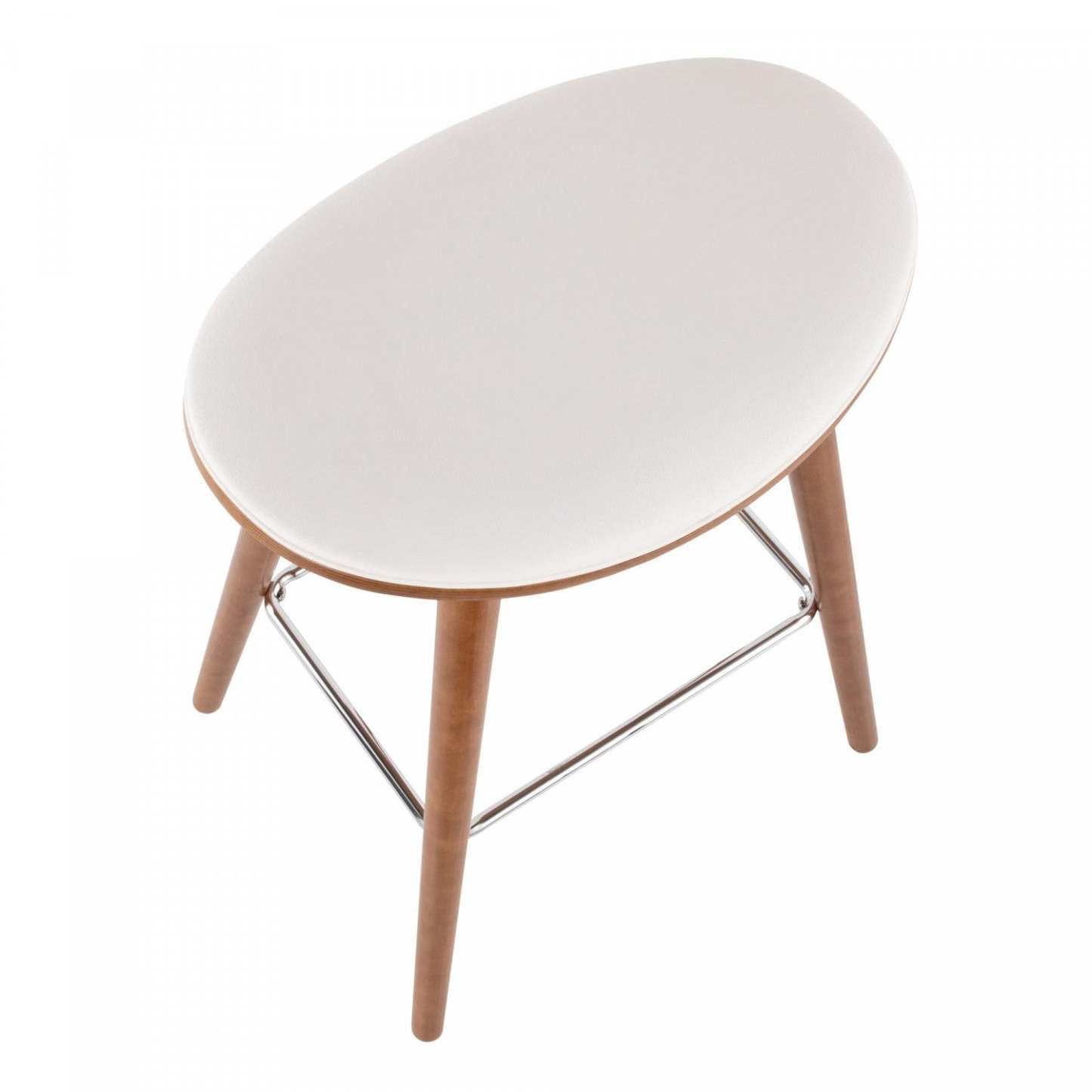 LumiSource Saddle White Faux Leather Mid-Century Modern Counter-Height Stool - Set of 2|Tabouret moderne du milieu du 20e siècle Saddle de hauteur comptoir en similicuir blanc - ensemble de 2