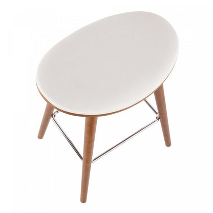 LumiSource Saddle White Faux Leather Mid-Century Modern Counter-Height Stool - Set of 2|Tabouret moderne du milieu du 20e siècle Saddle de hauteur comptoir en similicuir blanc - ensemble de 2