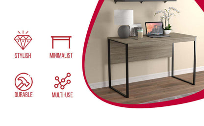 Bureau d'ordinateur 47" - Taupe foncé avec base en métal noir | Bureau d'ordinateur de 47 po - taupe foncé avec base en métal noir