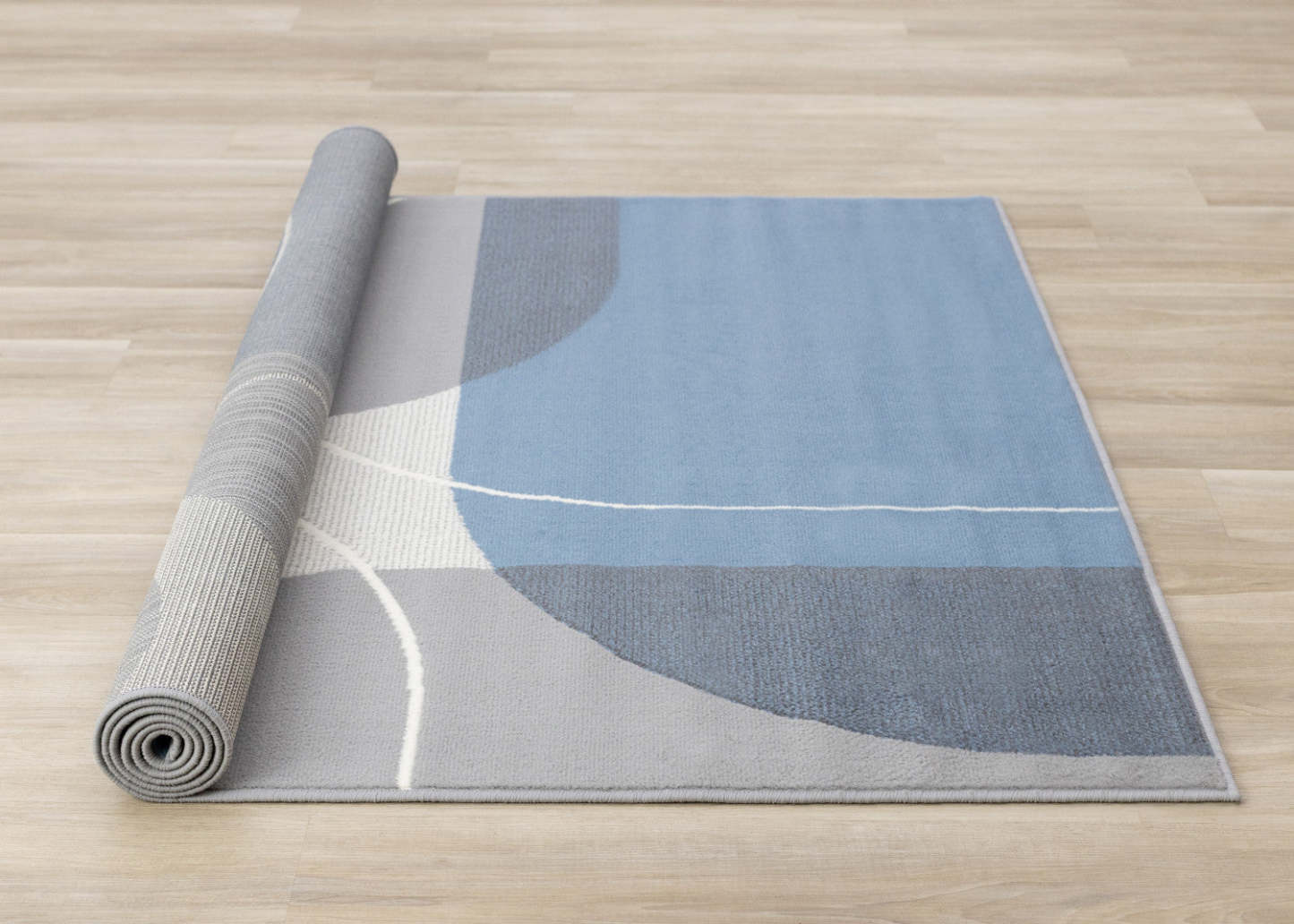 Forte Blue Grey White Half-Circles Geometric Area Rug - 5'3 x 7'5|Tapis géométrique en demi-cercles bleu, gris et blanc Forte - 5 pi 3 po x 7 pi 5 po