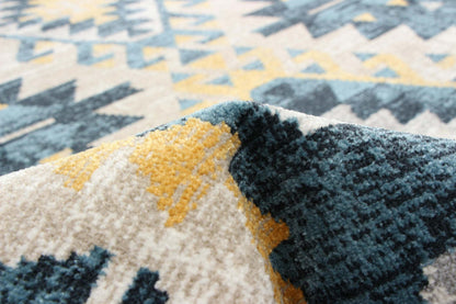 Mosaic Taupe/Blue Machine Washable Area Rug - 5'0 x 7'0|Carpette Mosaic taupe et bleue lavable à la machine - 5'0 x 7'0|D86F5B5Y