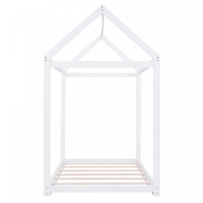 Lit maison en bois massif au design facile à nettoyer Susan avec cadre de toit, taille simple - Blanc | Lit De Maison En Bois Massif Au Design Facile A Nettoyer Avec Cadre De Toit, Taille Simple - Blanc