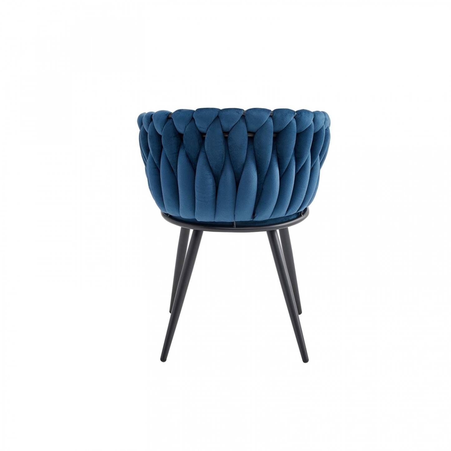 Fauteuil de salle à manger Hildy Accent, velours bleu (lot de 2) | Chaise de salle à manger avec accoudoirs Hildy en velours bleu (ensemble de 2)