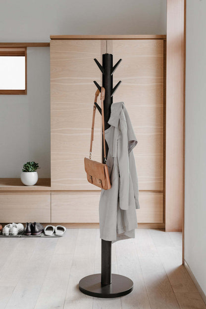 Umbra Modern Wood Flapper Coat Rack - Noir et Noyer|Portemanteau moderne Flapper de Umbra en bois - noir et noyer