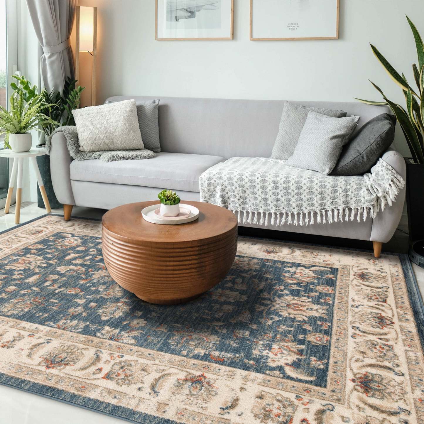 Tapis Cam Flora Navy 5x8|Carpette Cam Flora bleu marine 5 x 8|D80GQOUE