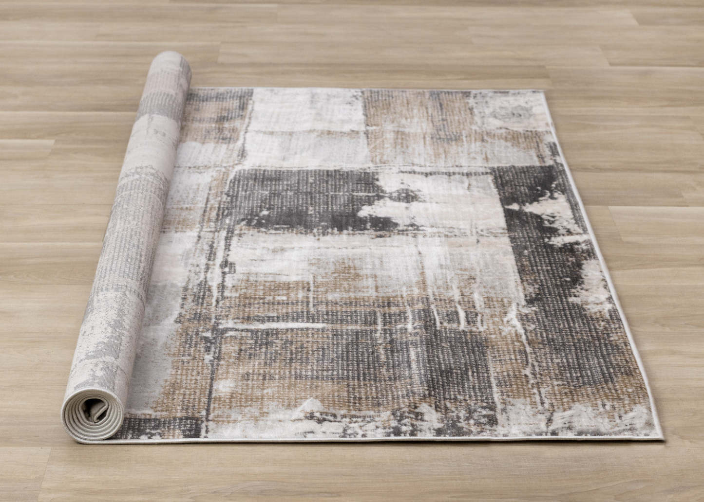 Carpette brune à motif abstrait lavable à la machine - 7 pi 10 po x 10 pi 6 po