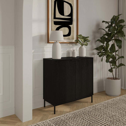 Nordika Armoire de rangement mince à 2 portes - Noir | Armoire de rangement mince Nordika à 2 portes - noire