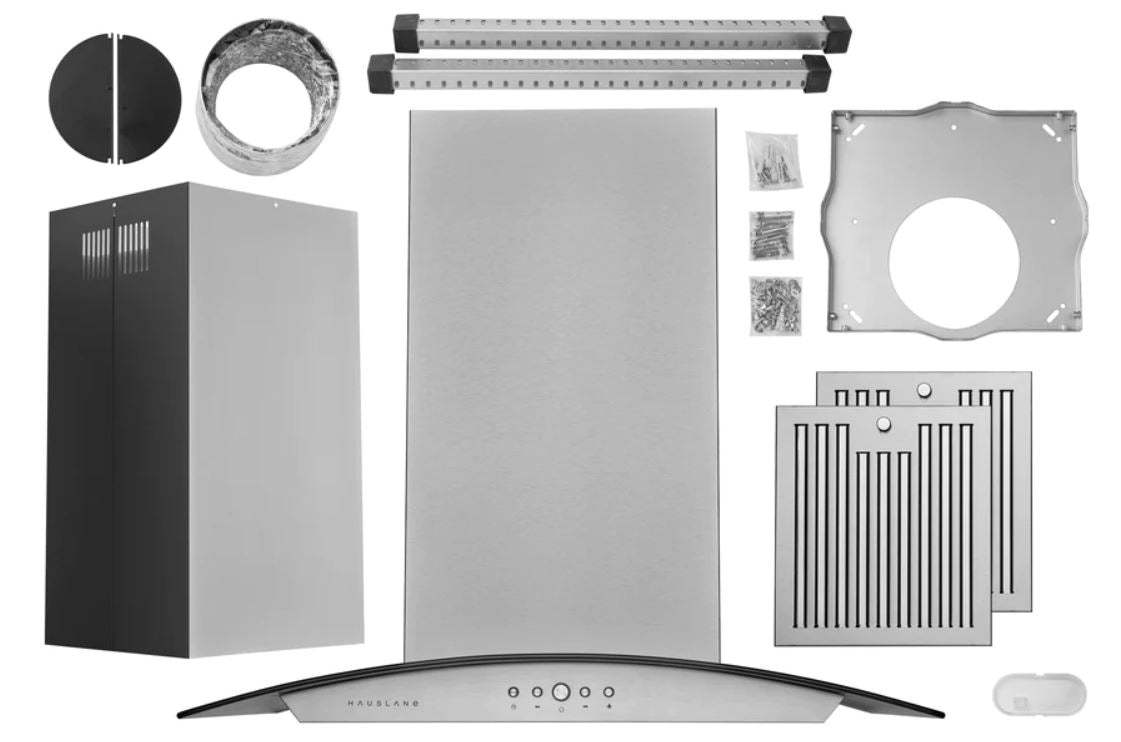 Hauslane 30 Glass Canopy Island Range Hood - IS-200SS-30|Hotte de cuisinière pour îlot Hauslane de 30 po de style auvent en verre - IS-200SS-30