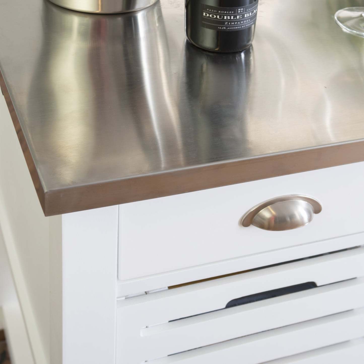 Robbin Wood Kitchen Bar Cart Storage - White|Chariot-bar de rangement Robbin en bois pour la cuisine - blanc