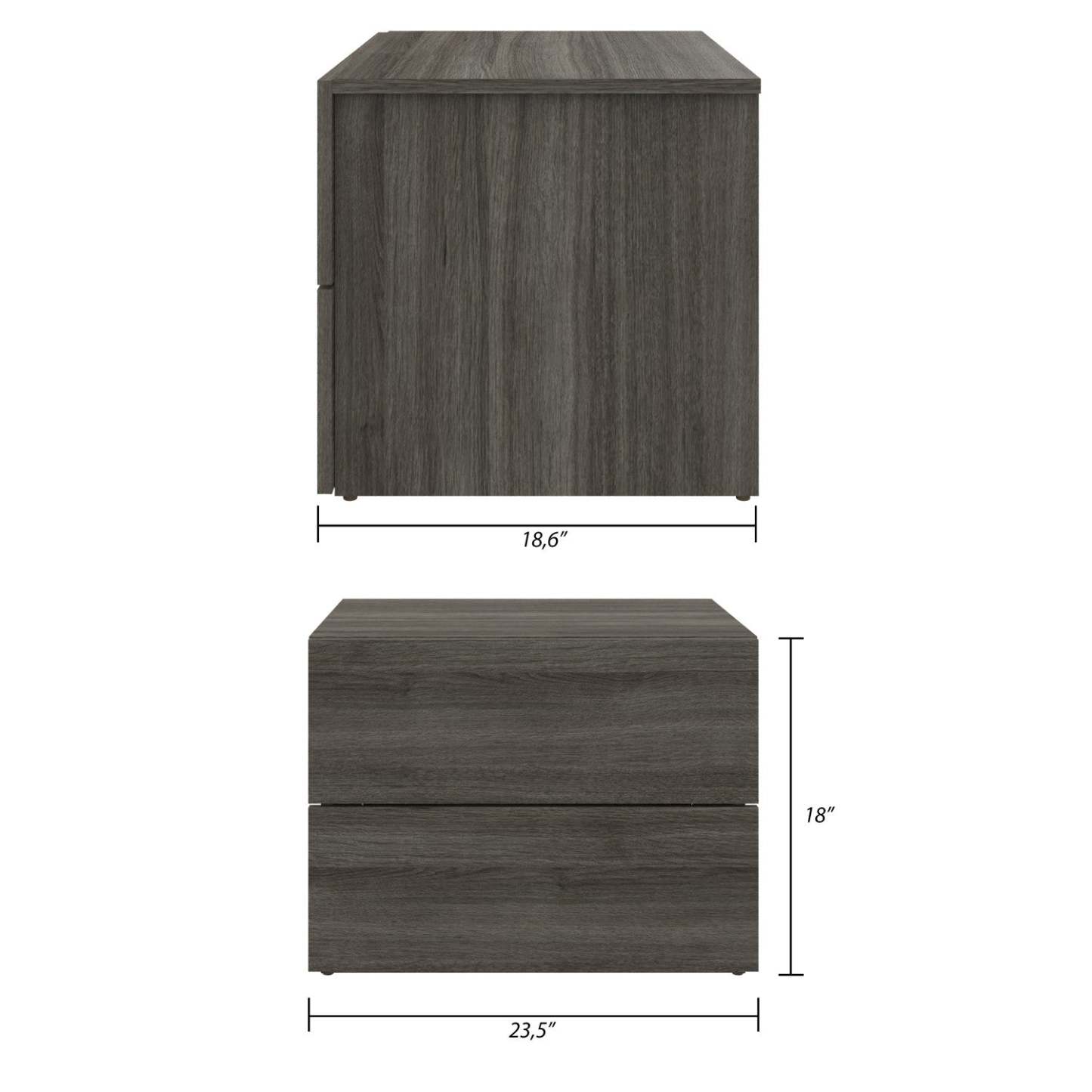 Nordika James Nightstand with 2-Drawers - Grey Oak|Table de nuit James Nordika à 2 tiroirs - chêne gris