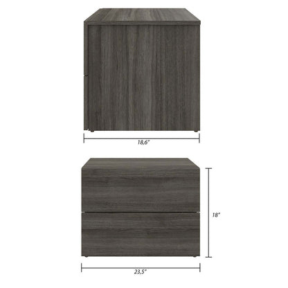 Nordika James Nightstand with 2-Drawers - Grey Oak|Table de nuit James Nordika à 2 tiroirs - chêne gris