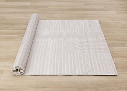 Leonardo White Grey Modern Lines Area Rug - 7'10 x 10'6|Carpette Leonardo blanche et grise à motif de rayures modernes - 7 pi 10 po x 10 pi 6 po
