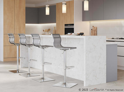 Tabouret de bar pivotant réglable contemporain Mirage en tissu - argenté