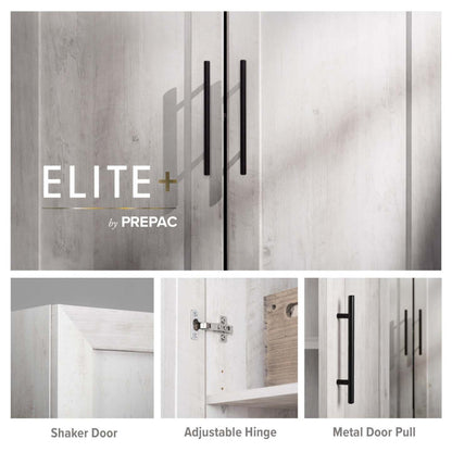 Armoire de rangement Elite Accent avec portes à panneaux et 3 tablettes - Blanc rustique |Armoire d'appoint de rangement Elite avec portes à panneaux et 3 tablettes - blanc rustique