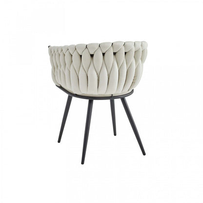 Fauteuil de salle à manger d'appoint Hildy, velours beige (lot de 2) | Chaise de salle à manger avec accoudoirs Hildy en velours beige (ensemble de 2)