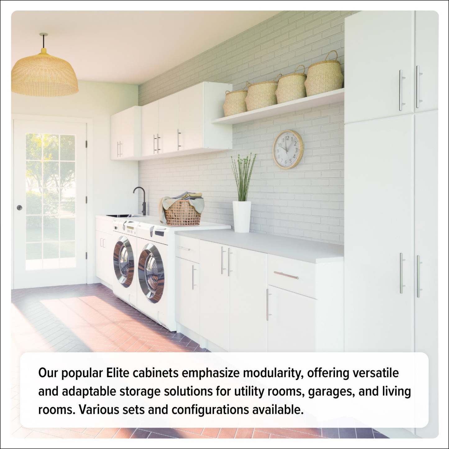 Armoire de rangement profonde Elite avec tablettes fixes et réglables - Blanc|Armoire profonde de rangement Elite avec tablettes fixes et réglables - blanche