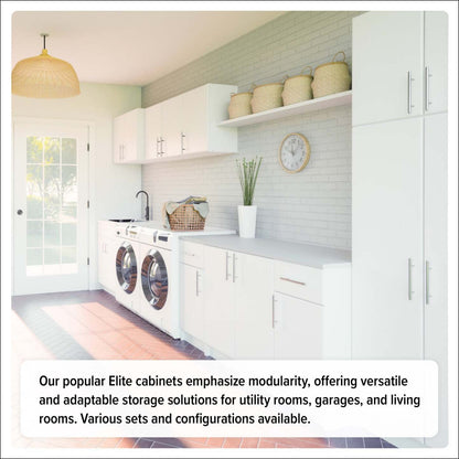 Armoire de rangement profonde Elite avec tablettes fixes et réglables - Blanc|Armoire profonde de rangement Elite avec tablettes fixes et réglables - blanche