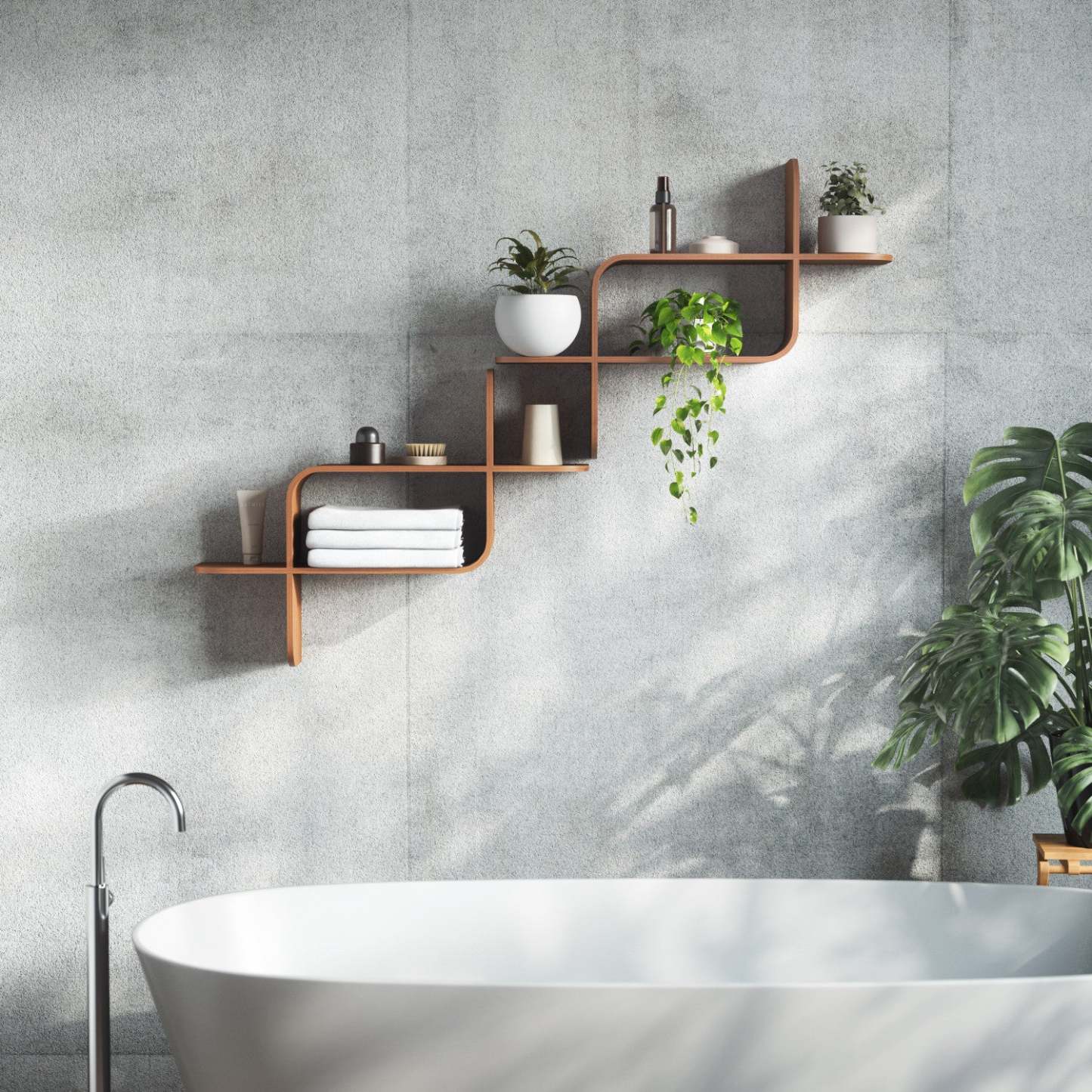 Umbra Modern Wood Montage Wall Shelf - Light Walnut|Tablette murale moderne Montage de Umbra en bois - noyer clair