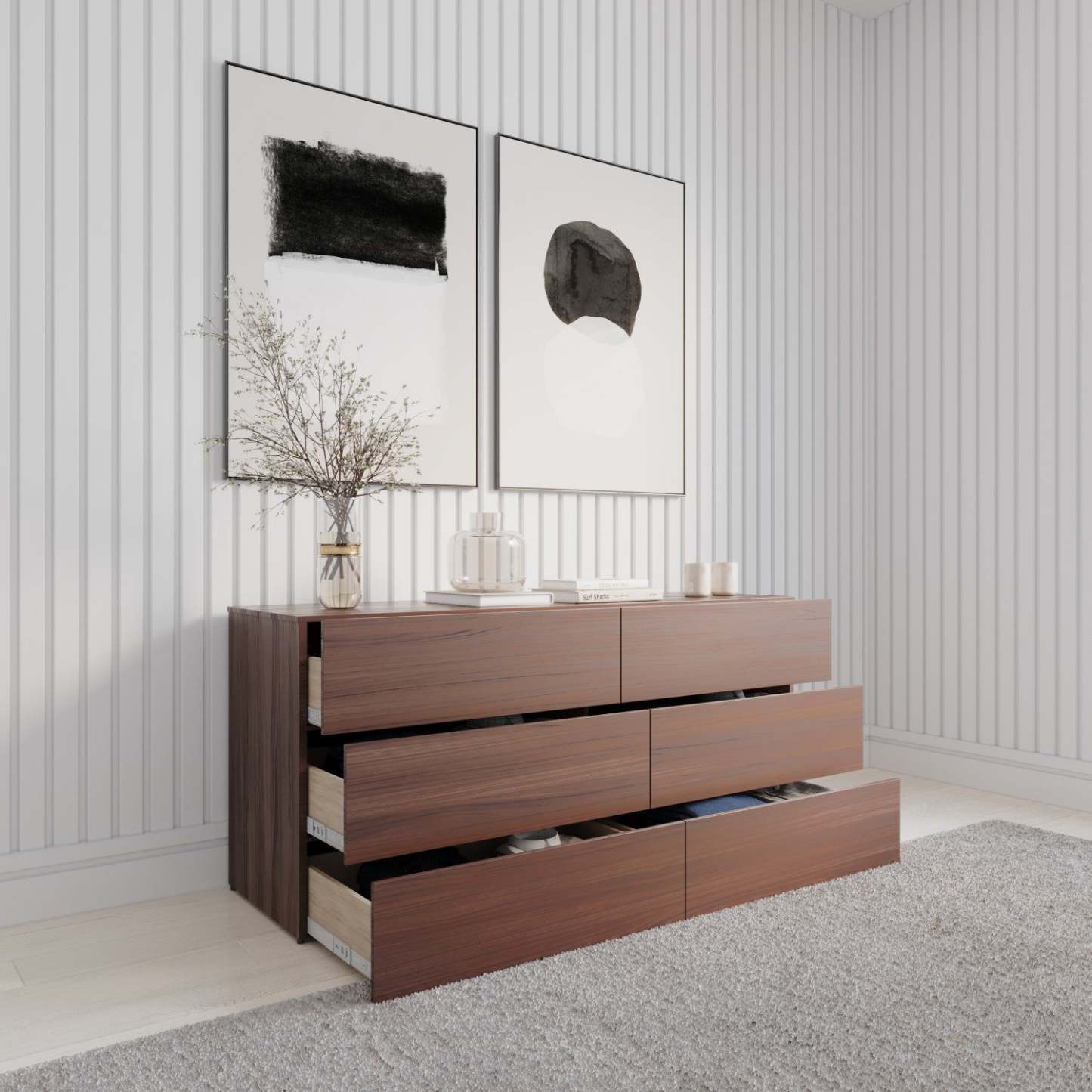 Nordika James 6-Drawer Dresser - Noyer|Commode James Nordika Nexera à 6 tiroirs - noyer