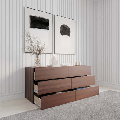 Nordika James 6-Drawer Dresser - Noyer|Commode James Nordika Nexera à 6 tiroirs - noyer