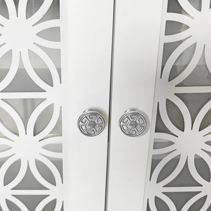 Meuble TV rustique décoratif à motif floral de 70 pouces, pouvant accueillir des téléviseurs jusqu'à 80 pouces.