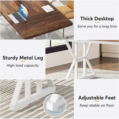 Bureau de direction de 70,8 pouces, grand bureau d'ordinateur, poste de travail