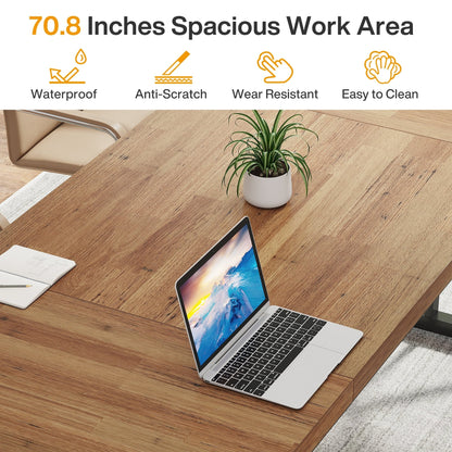 Bureau de direction de 70,8 pouces, grand bureau d'ordinateur, poste de travail