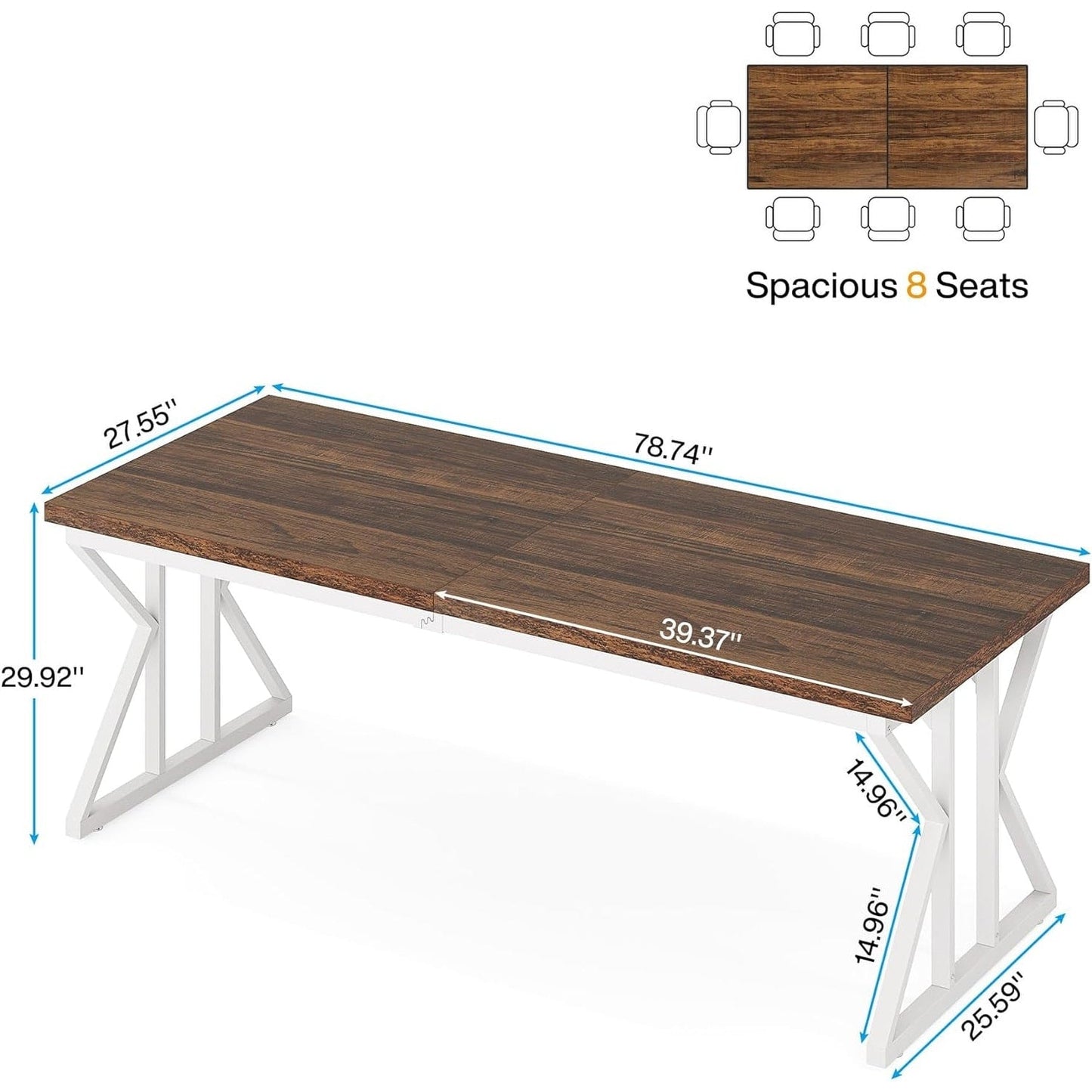 Bureau de direction de 70,8 pouces, grand bureau d'ordinateur, poste de travail