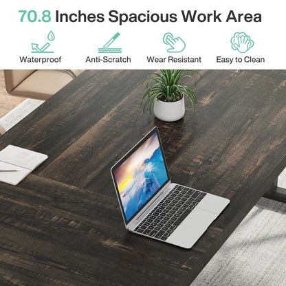 Bureau de direction de 70,8 pouces, grand bureau d'ordinateur, poste de travail