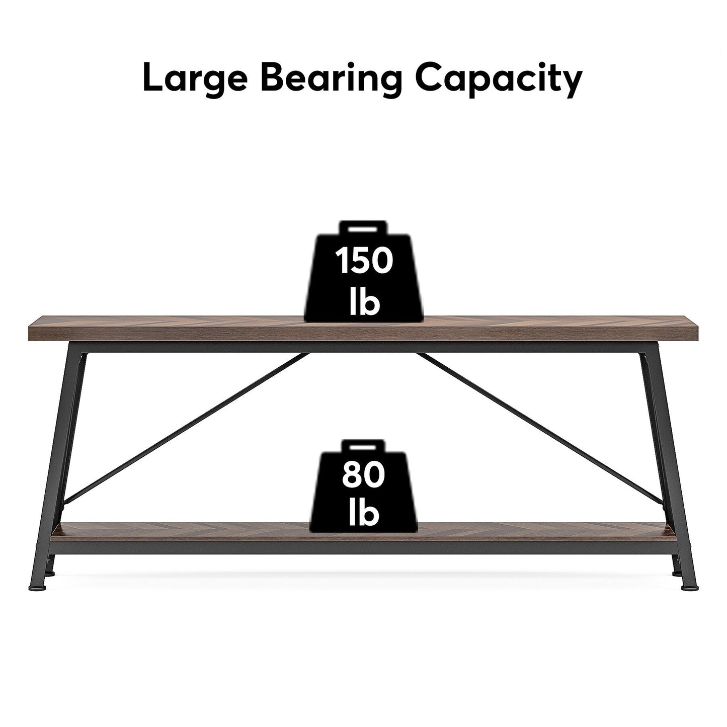 Table console extra longue de 70,9 pouces, style industriel.