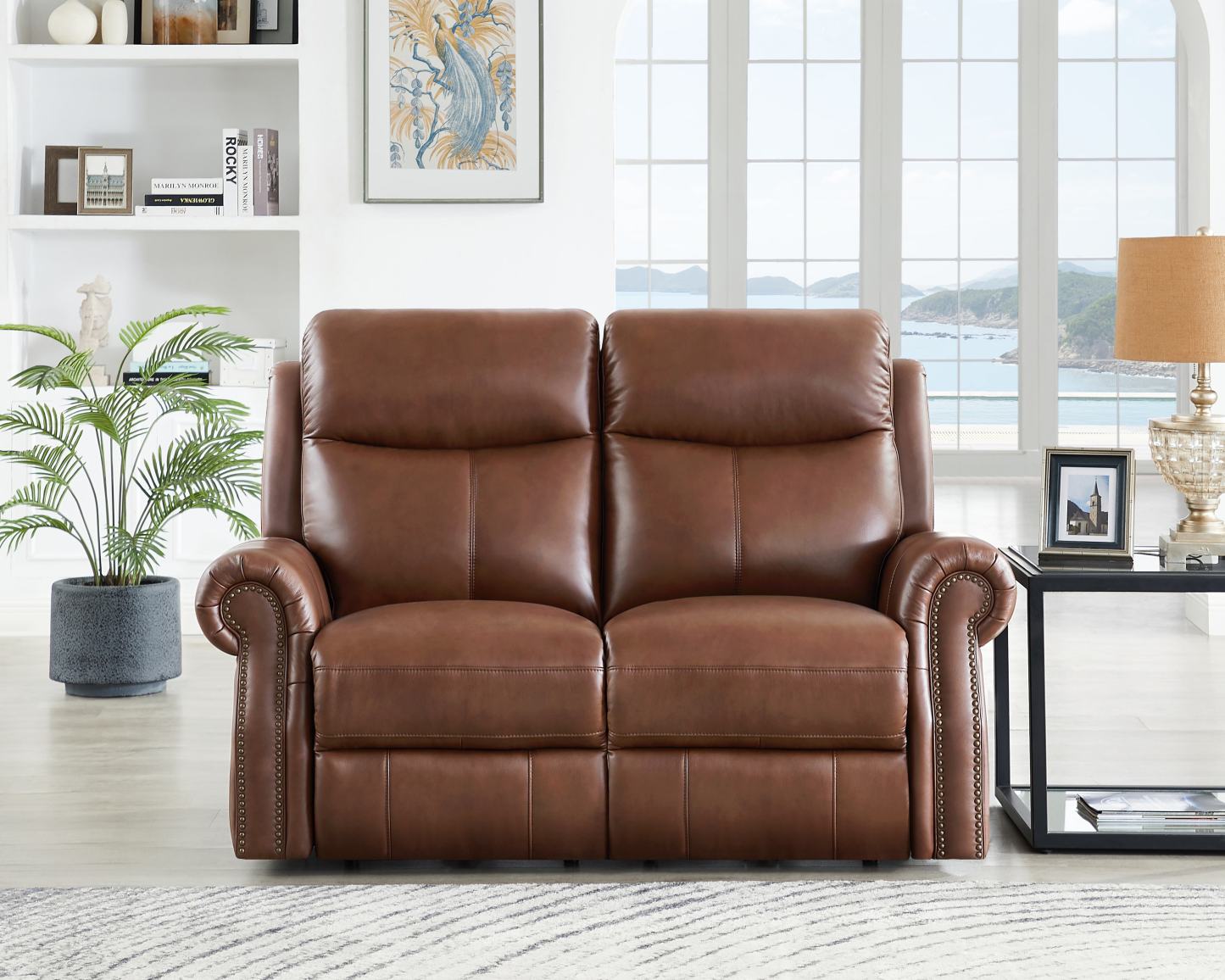 Hydeline Royce Power Reclining Loveseat - Brown|Causeuse à inclinaison électrique Royce de Hydeline - brune