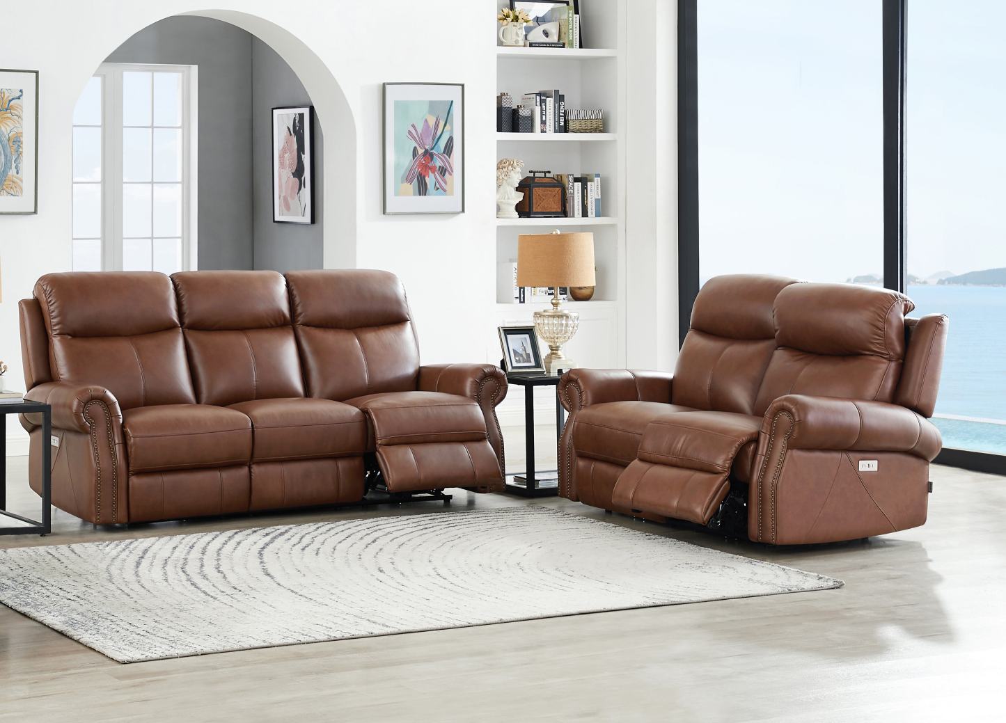 Hydeline Royce Power Reclining Loveseat - Brown|Causeuse à inclinaison électrique Royce de Hydeline - brune