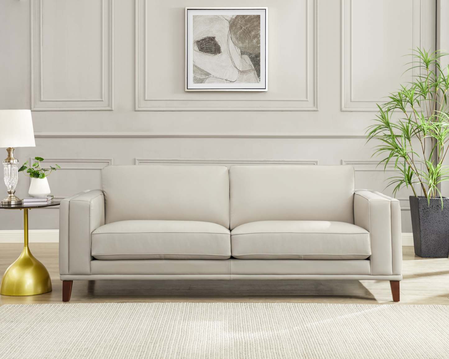Sofa Lyon de Hydeline en cuir - vanille